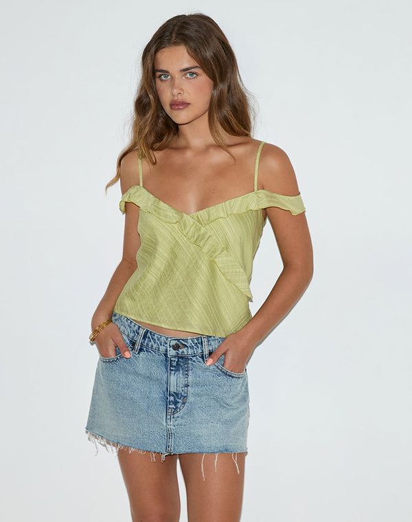 motel rocks Savira Top in Chiffon Stripe Green