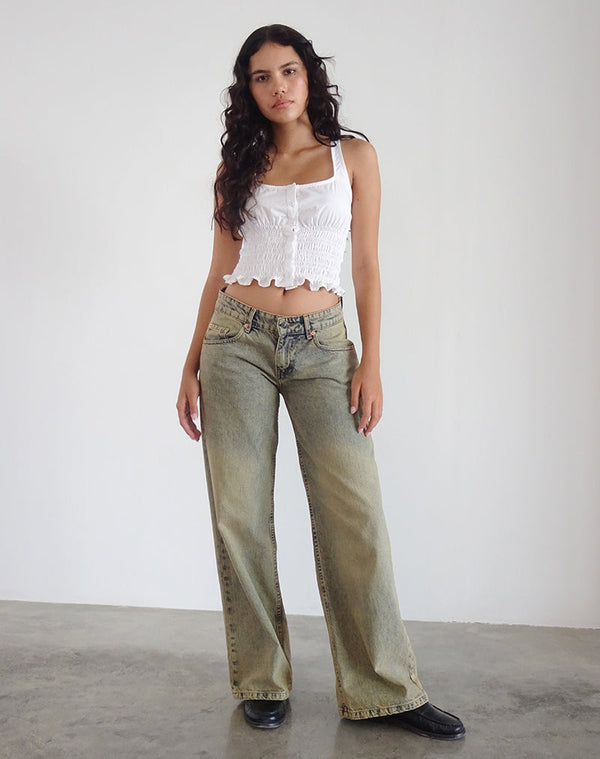 Motel Rocks Sayake Ruched Top In White