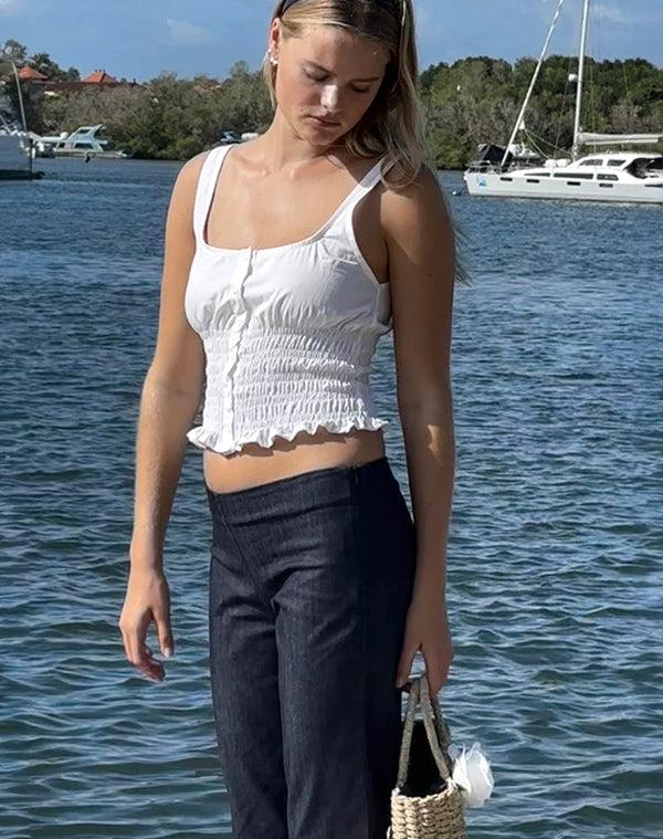 motel rocks Sayake Ruched Top in White