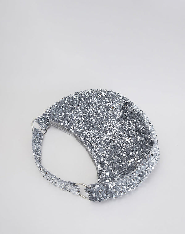 Motel Rocks Sequin Hobo Bag In Silver
