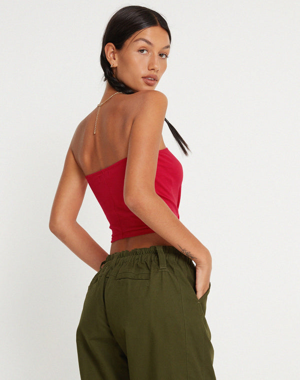 Motel Rocks Shae Bandeau Top In Racing Red