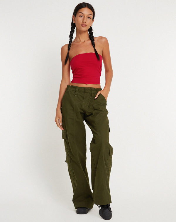 Motel Rocks Shae Bandeau Top In Racing Red