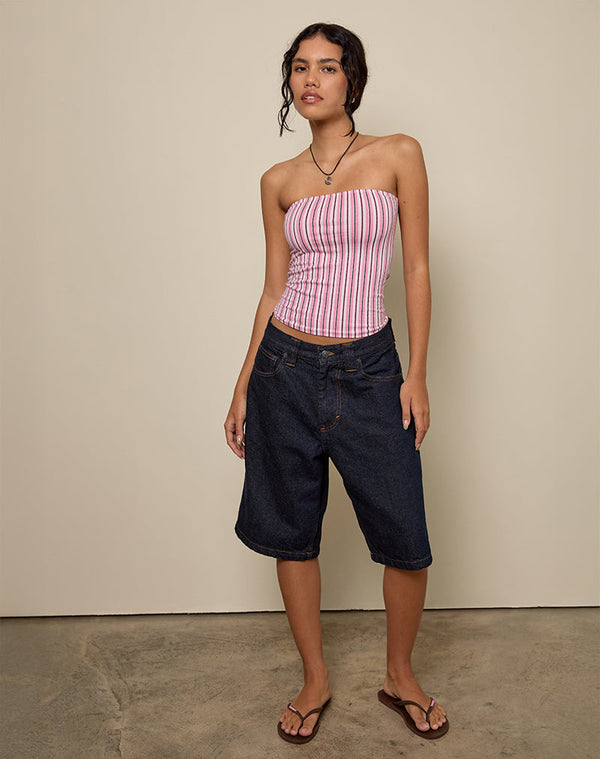 Motel Rocks Shaelo Bandeau Top In Pinstripe Pink