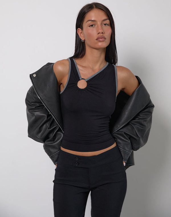 Motel Rocks Sharena O Ring Vest Top In Black