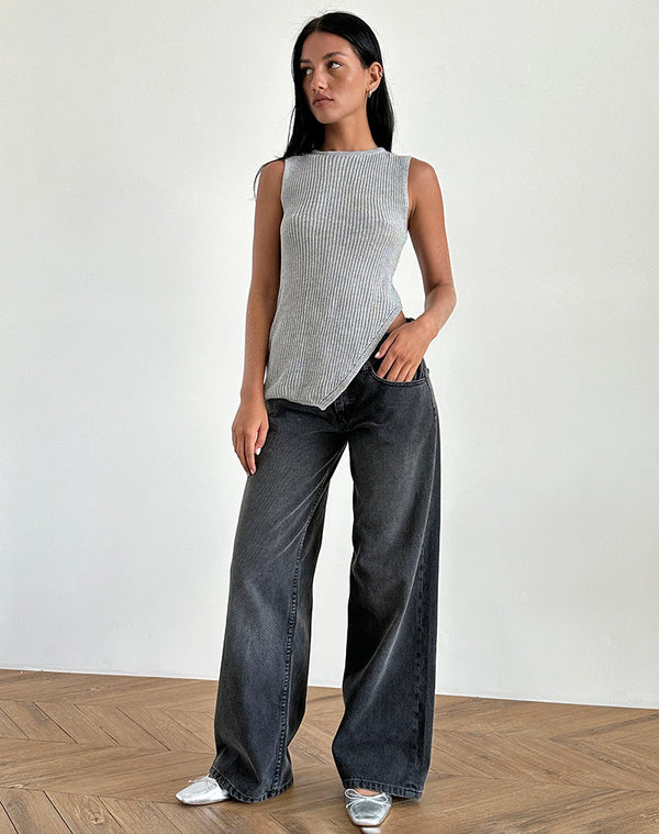 Motel Rocks Shartina Tank Top In Grey Knit