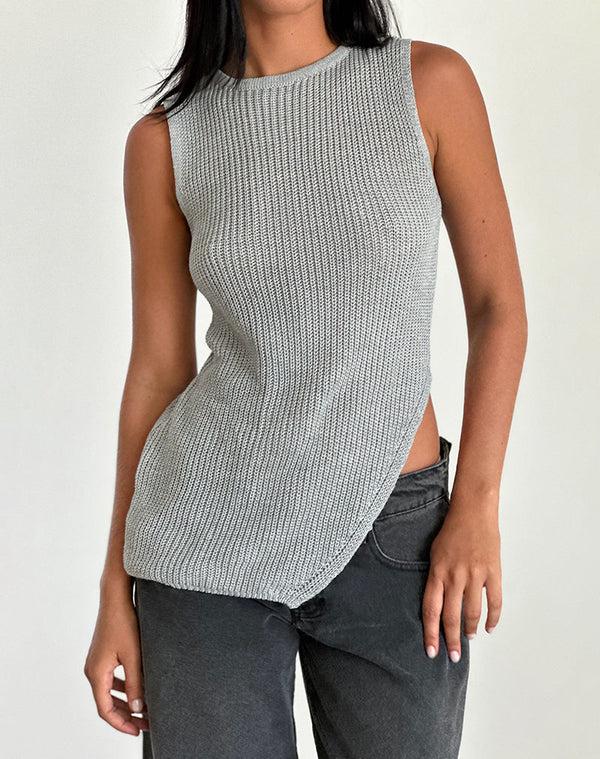 Motel Rocks Shartina Tank Top In Grey Knit