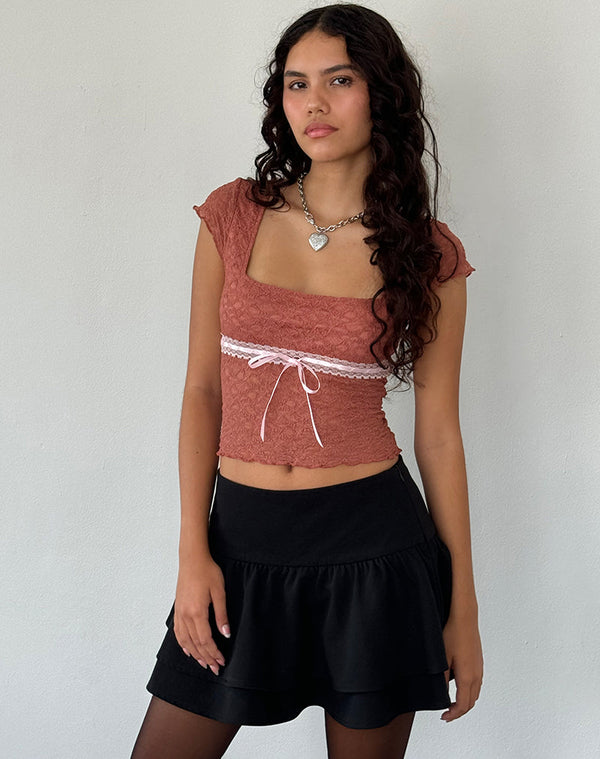 Motel Rocks Sherine Lace Top In Withered Rose
