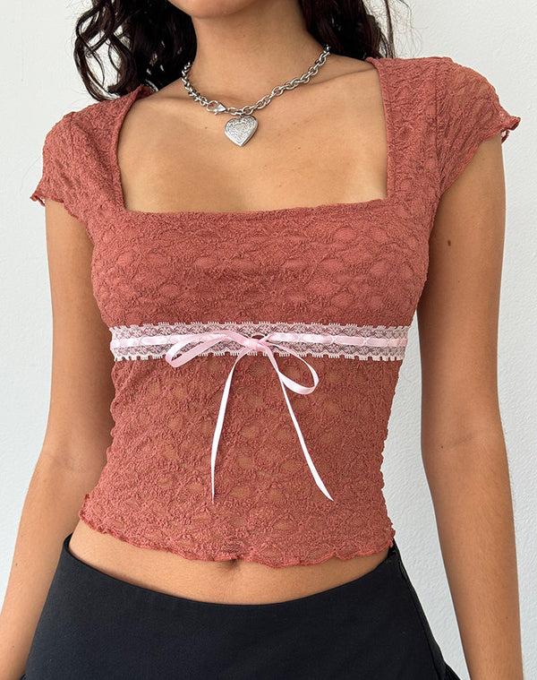 motel rocks Sherine Lace Top in Withered Rose