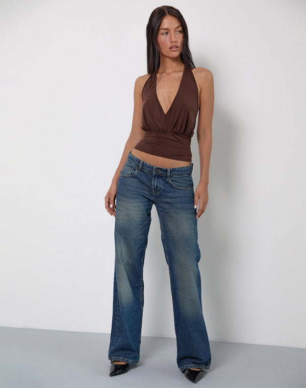 Motel Rocks Sherlyn Halter Top In Bitter Chocolate