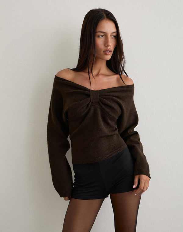 Motel Rocks Sikuna Bow Jumper In Brown