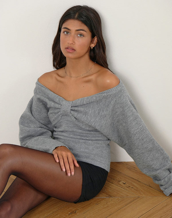 motel rocks Sikuna Bow Jumper in Grey