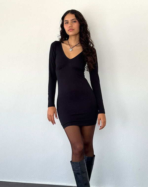 motel rocks Silsali Lycra Mini Dress in Black