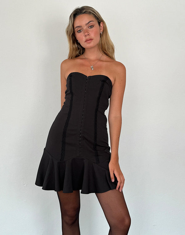 Motel Rocks Snana Mini Dress In Tailoring Black
