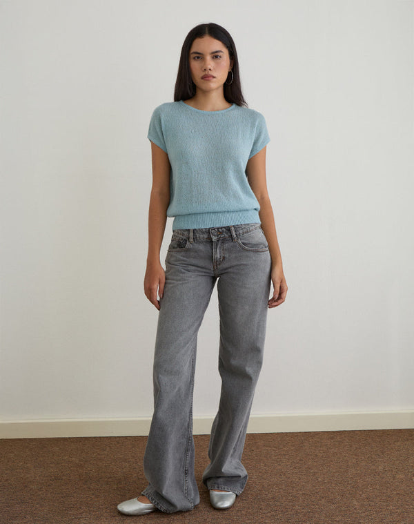 Motel Rocks Sorin Deep Waistband Top In Knit Blue