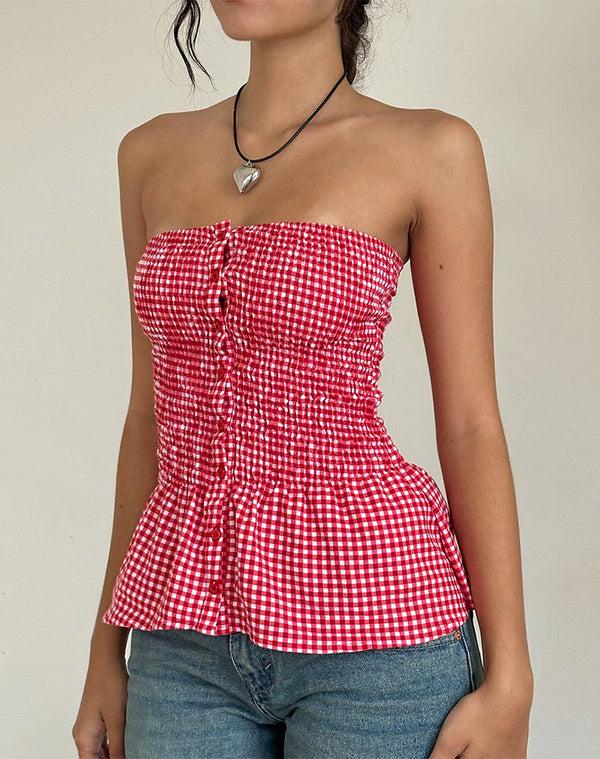 motel rocks Soter Top in Red Gingham