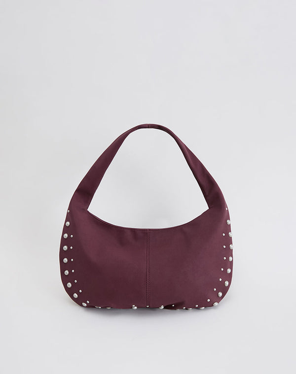 motel rocks Studded Slouch Bag in Burgundy