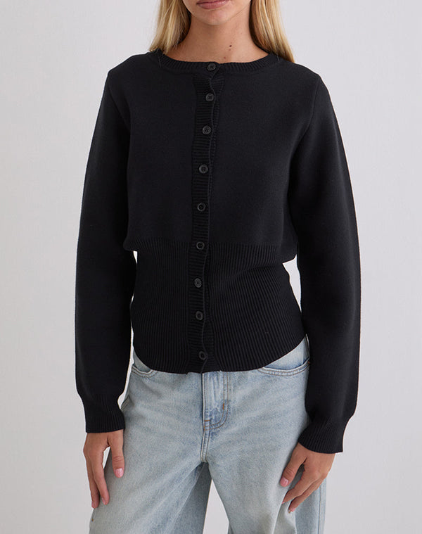 Motel Rocks Subra Long Sleeve Cardigan In Black