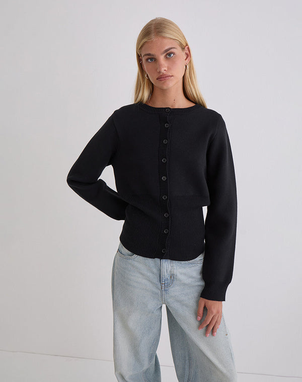 Motel Rocks Subra Long Sleeve Cardigan In Black