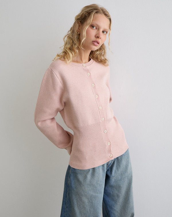 Motel Rocks Subra Long Sleeve Cardigan In Pink