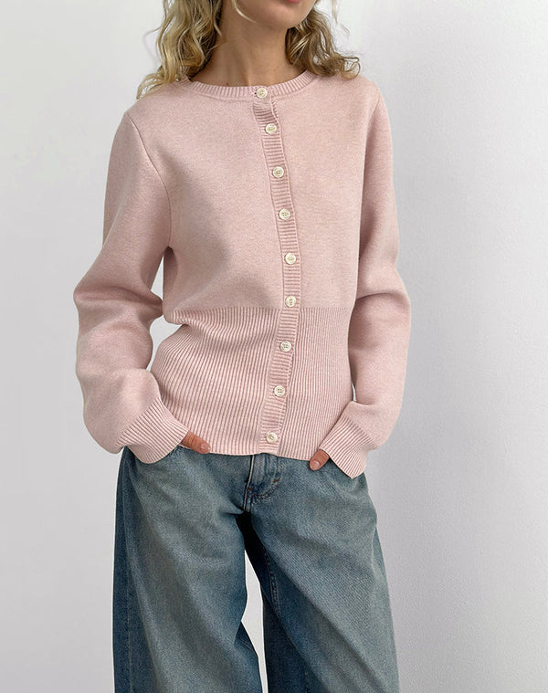Motel Rocks Subra Long Sleeve Cardigan In Pink