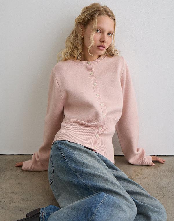 motel rocks Subra Long Sleeve Cardigan in Pink