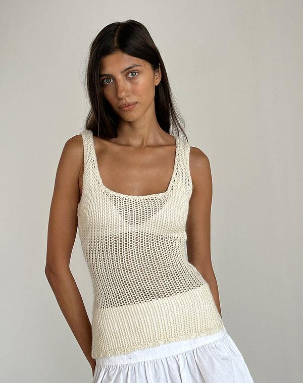 Motel Rocks Sujati Top In Rib Neutral