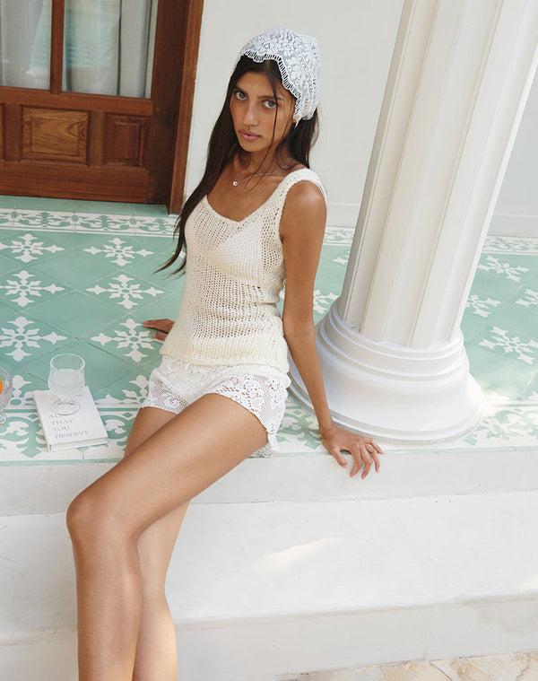 motel rocks Sujati Top in Rib Neutral