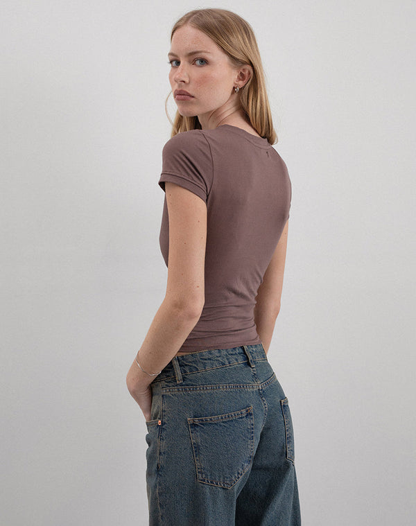 Motel Rocks Sutin Tee In Nutmeg Floral Sequin