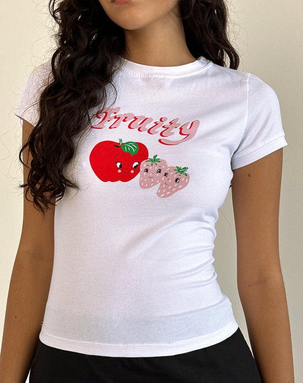 Motel Rocks Sutin Tee In White Fruity