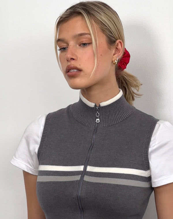 Motel Rocks Tabeya Sleeveless Knit Jacket In Grey