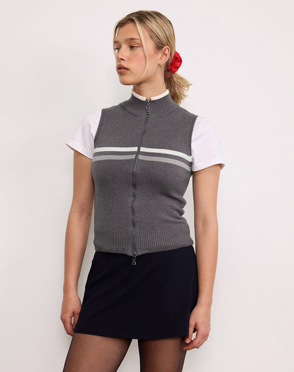 motel rocks Tabeya Sleeveless Knit Jacket in Grey