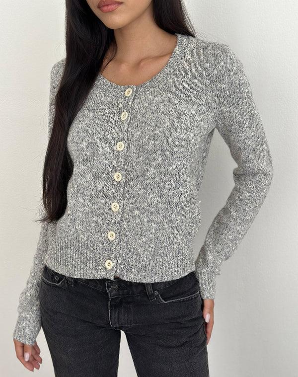 motel rocks Talira Cardigan in Knit Dark Grey Marl