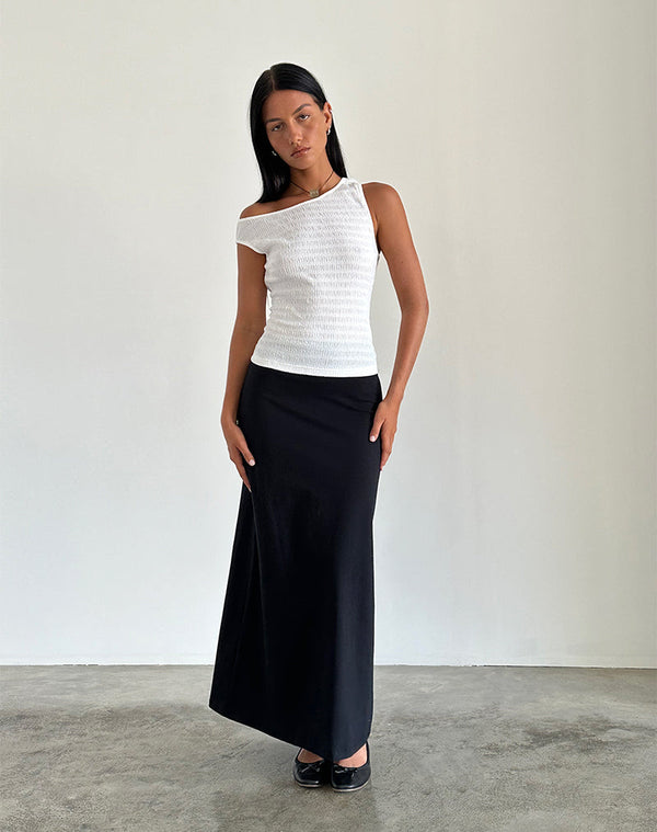 Motel Rocks Tamia Asymmetric Top In Crinkle White