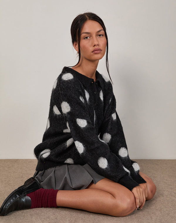 Motel Rocks Tamika Oversized Jumper In Polka Black