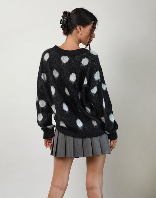 Motel Rocks Tamika Oversized Jumper In Polka Black