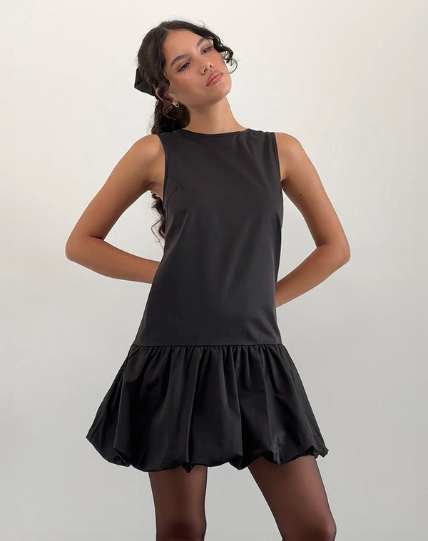 Motel Rocks Tamilo Bubble Hem Mini Dress In Black