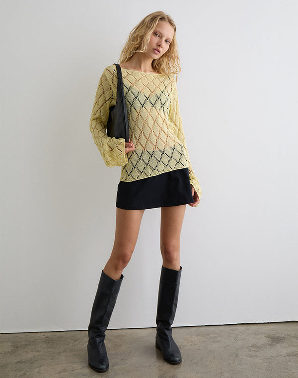 Motel Rocks Tate Jumper In Metallic Lemon