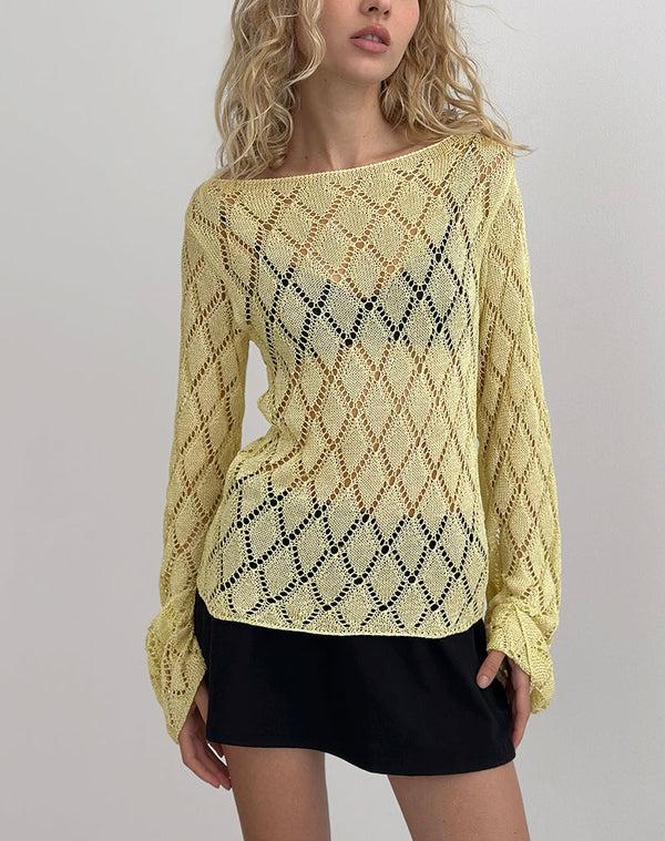 Motel Rocks Tate Jumper In Metallic Lemon