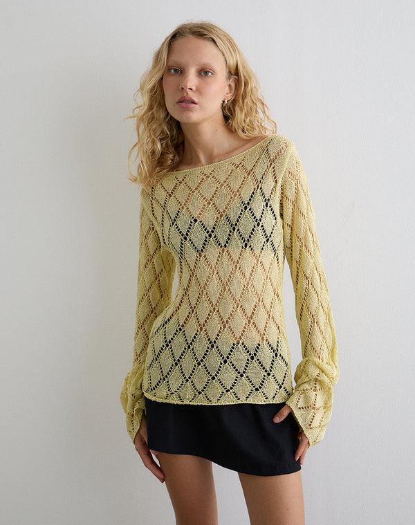 motel rocks Tate Jumper in Metallic Lemon