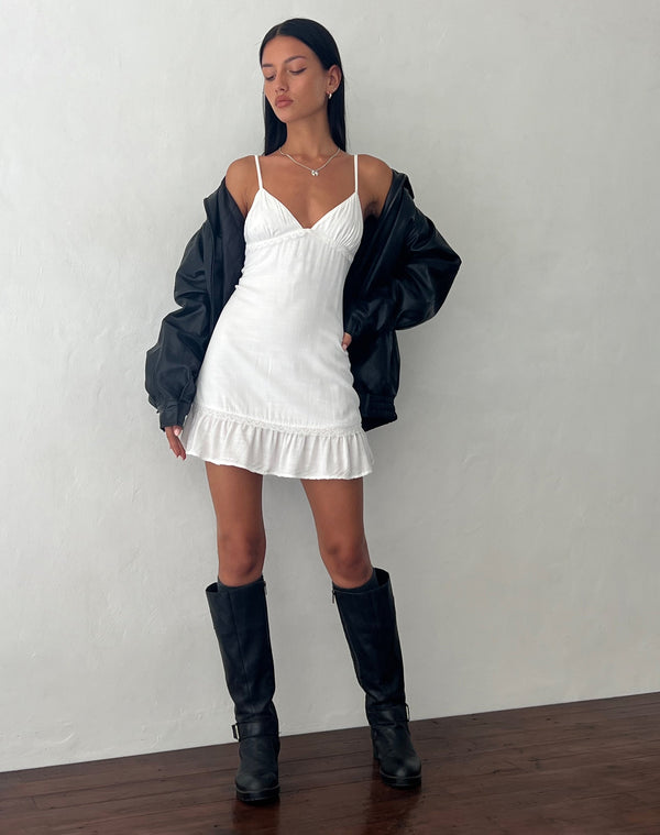 motel rocks Tavita Frill Mini Dress in White