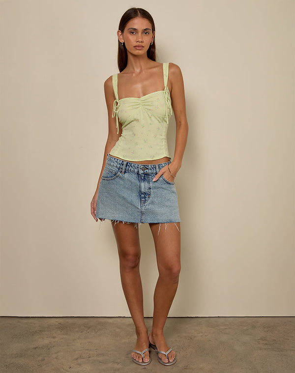 Motel Rocks Tismia Top In Fun Ditsy Floral Lime