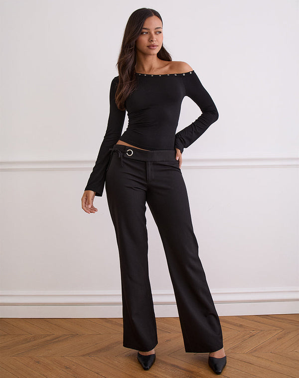 Motel Rocks Tova Tie Tailoring Trousers In Black