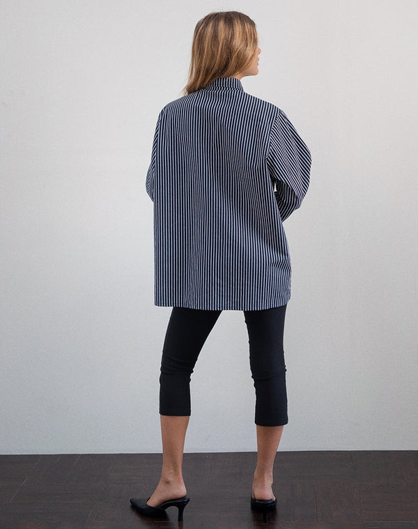 Motel Rocks Turner Shirt In Mono Stripe Navy
