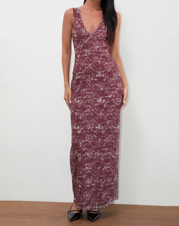Motel Rocks Vatika Maxi Dress In Abstract Leo Spot