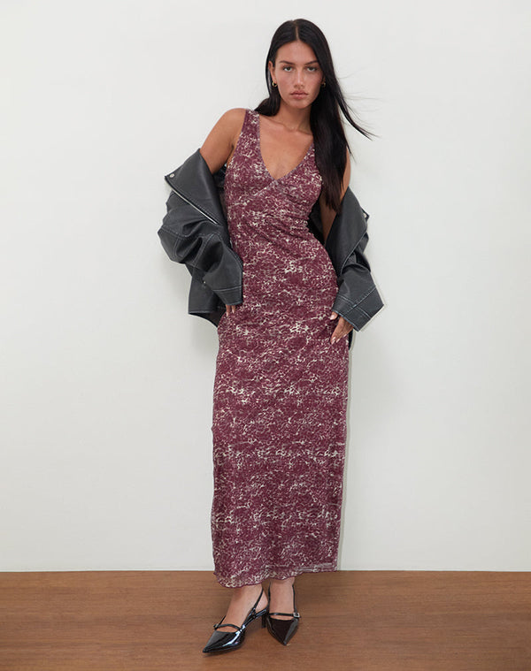 motel rocks Vatika Maxi Dress in Abstract Leo Spot