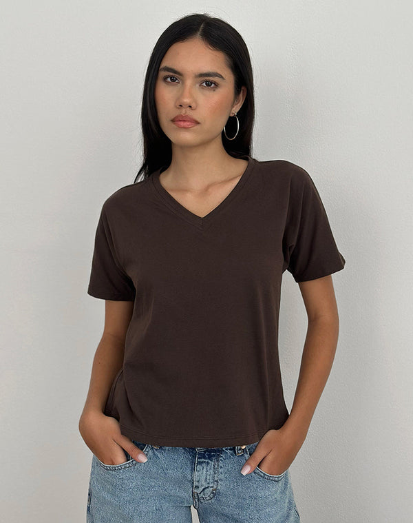 motel rocks Viman Top in Jersey Chocolate