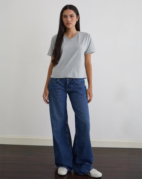 Motel Rocks Viman Top In Jersey Grey Marl