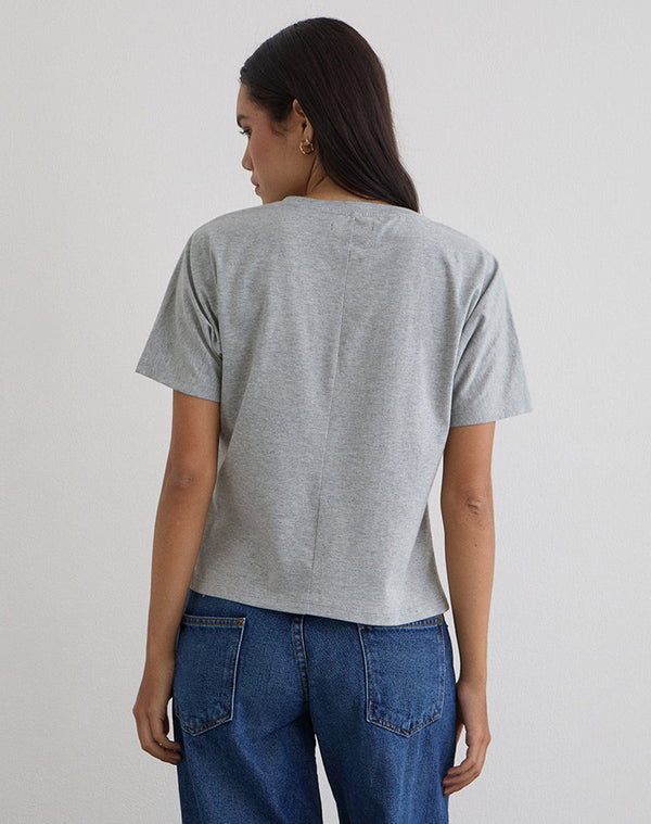 Motel Rocks Viman Top In Jersey Grey Marl