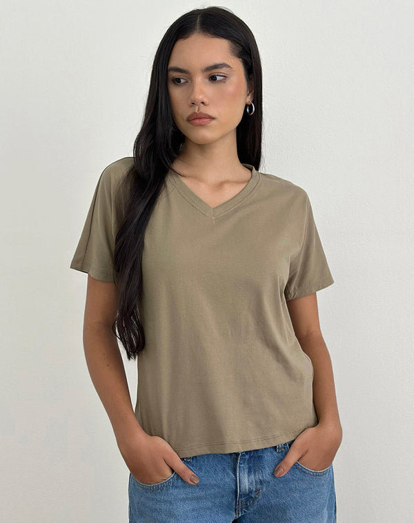 motel rocks Viman Top in Jersey Khaki
