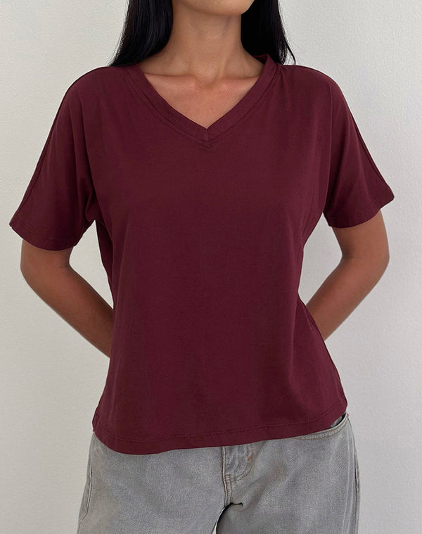 Motel Rocks Viman Top In Jersey Maroon
